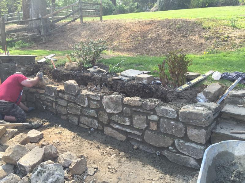 Building stone wall & steps